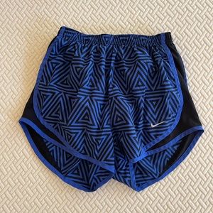 Nike tempo running shorts, blue zigzag